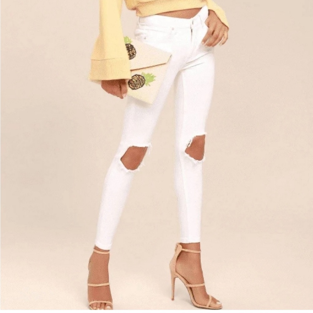 FP White Distressed Jeans